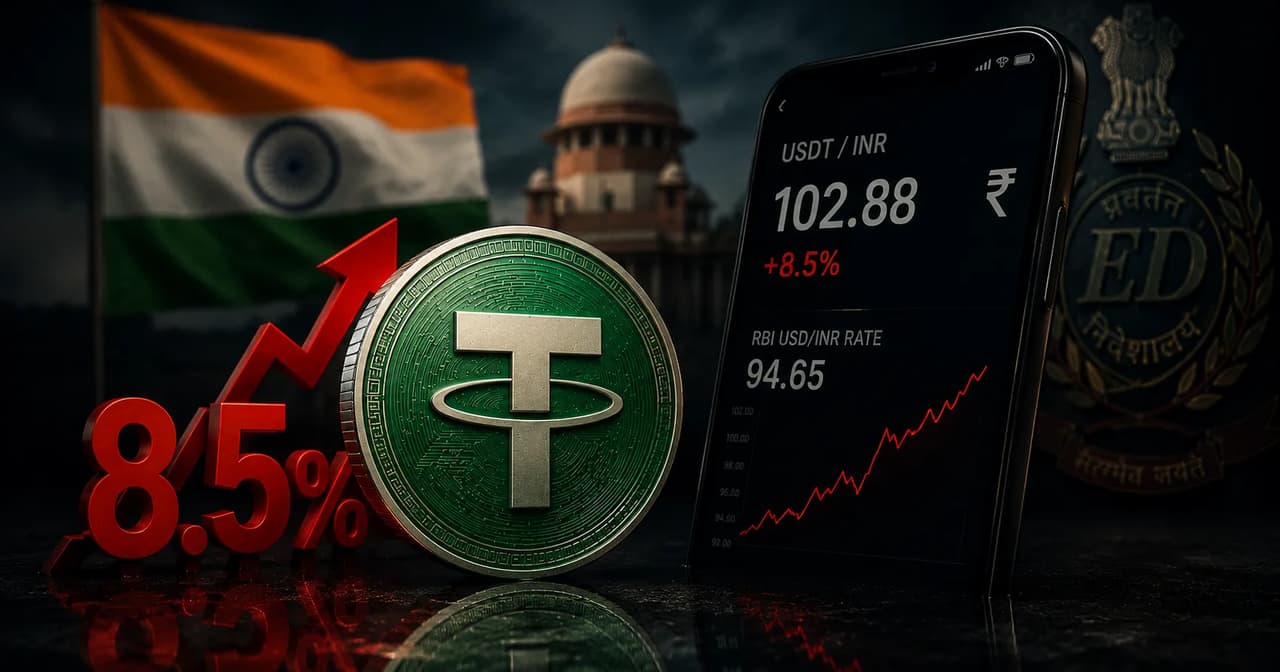 Tether Trades 8.5% Above India's Dollar Rate as ED Enforcement Pressure Hits USDT Access