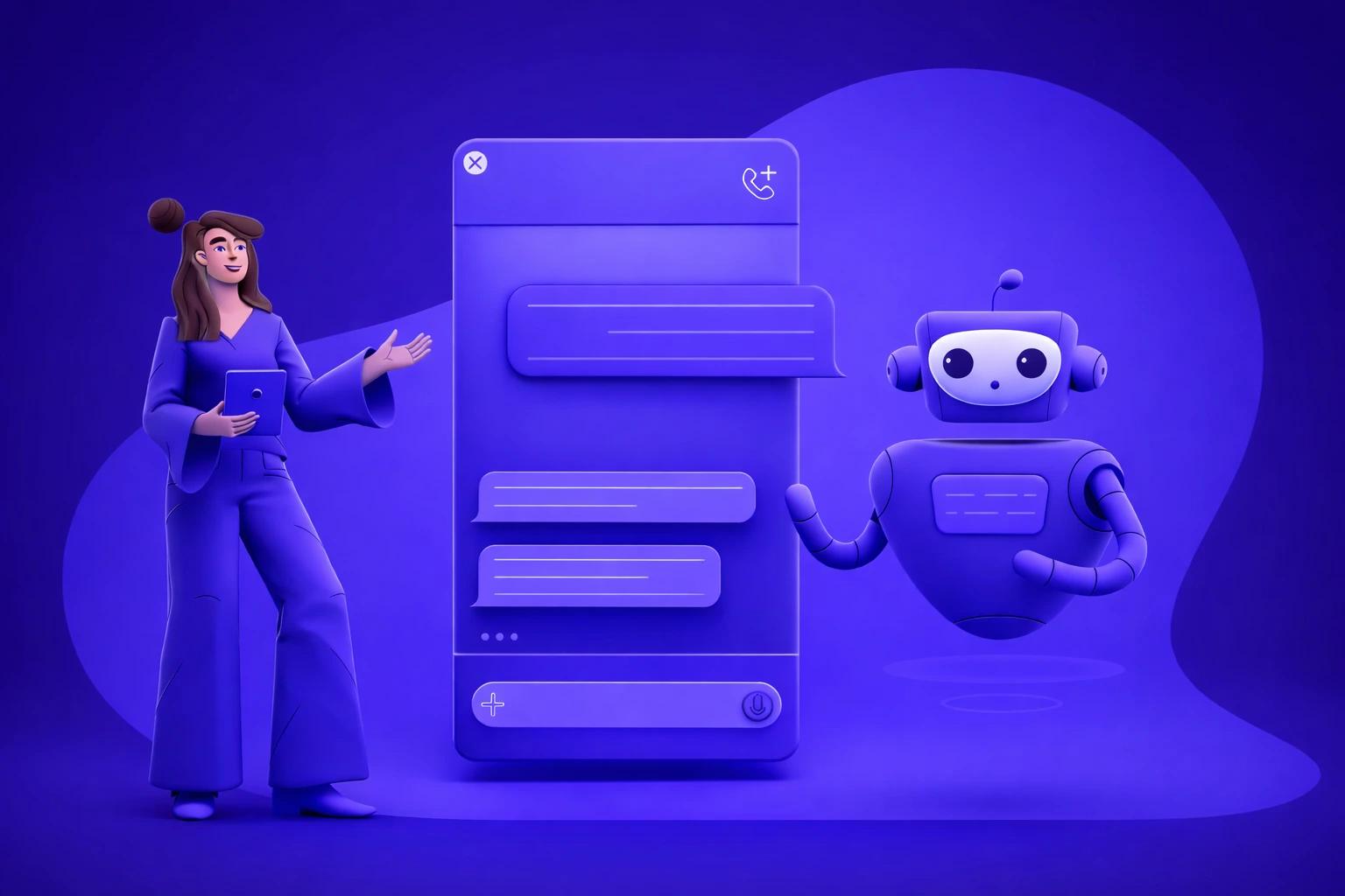 AI chat interface showing smart automated conversation between user and AI chatbot for enhanced customer communication and support experience