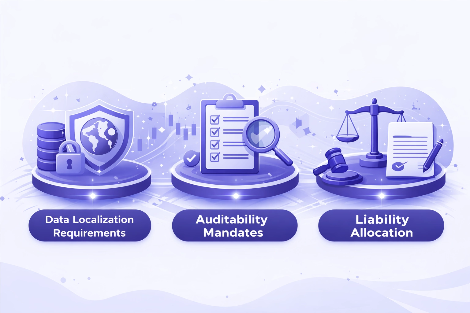 Regulatory compliance framework flowchart for blockchain scalability implementations showing data protection, financial oversight, and cross-border transaction legal requirements