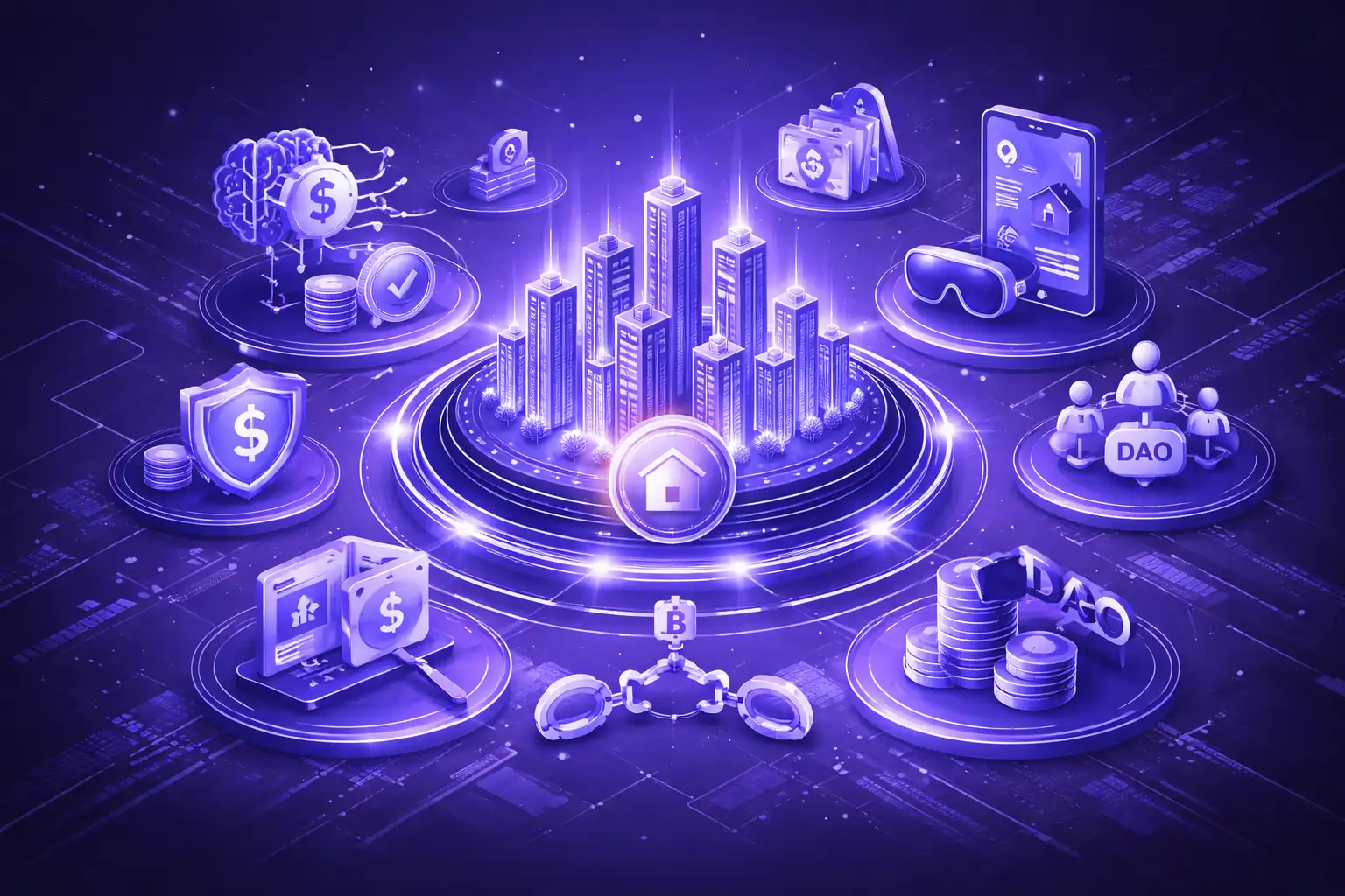 Future of real estate tokenization showing blockchain enabled fractional property ownership across USA UK UAE and Canada markets