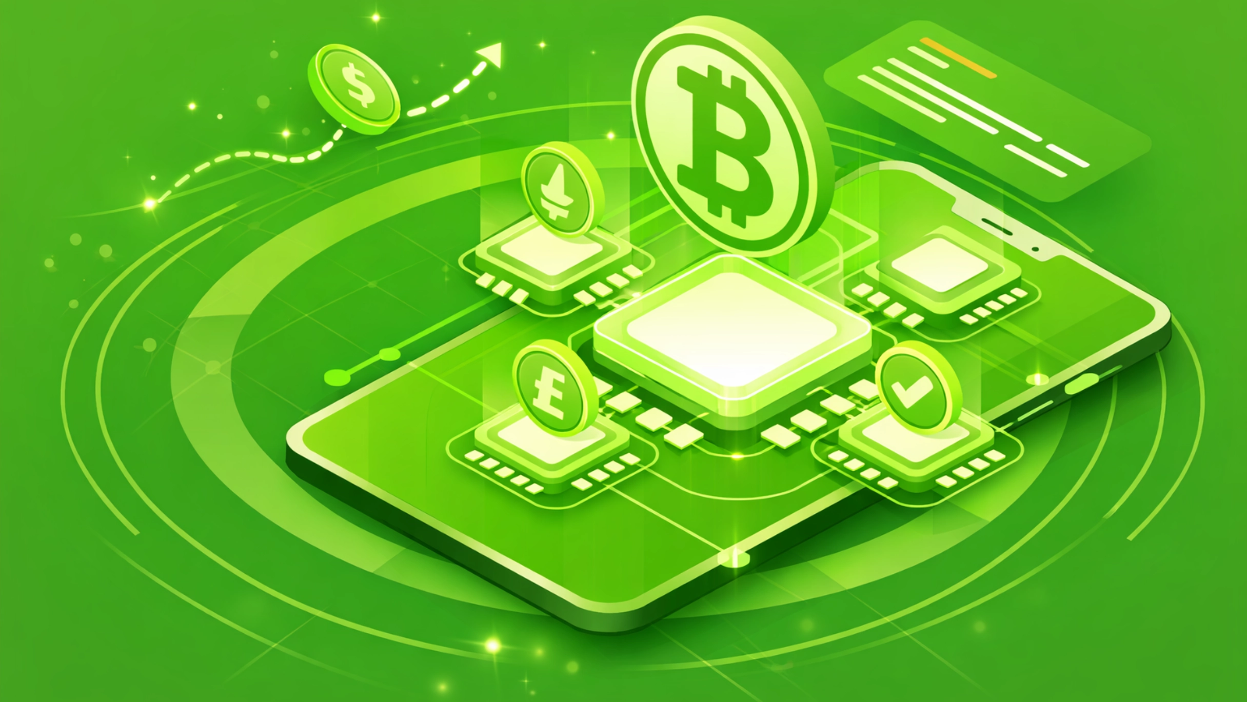 Decentralized network nodes connecting through blockchain consensus mechanisms showing distributed application architecture