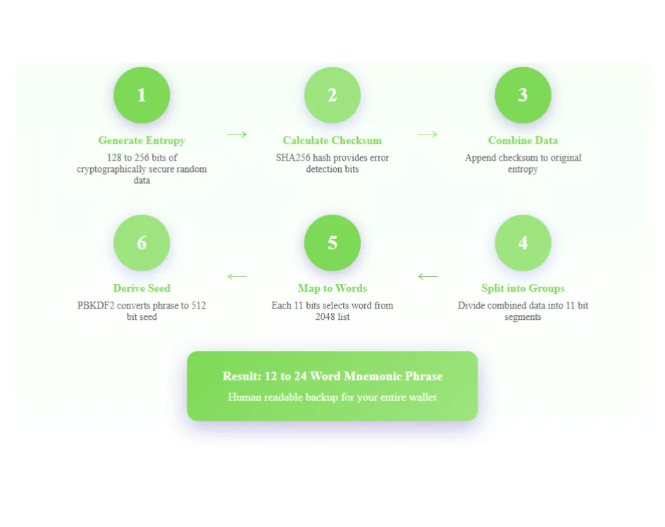 Visual guide of BIP39 mnemonic phrases in Bitcoin wallet development