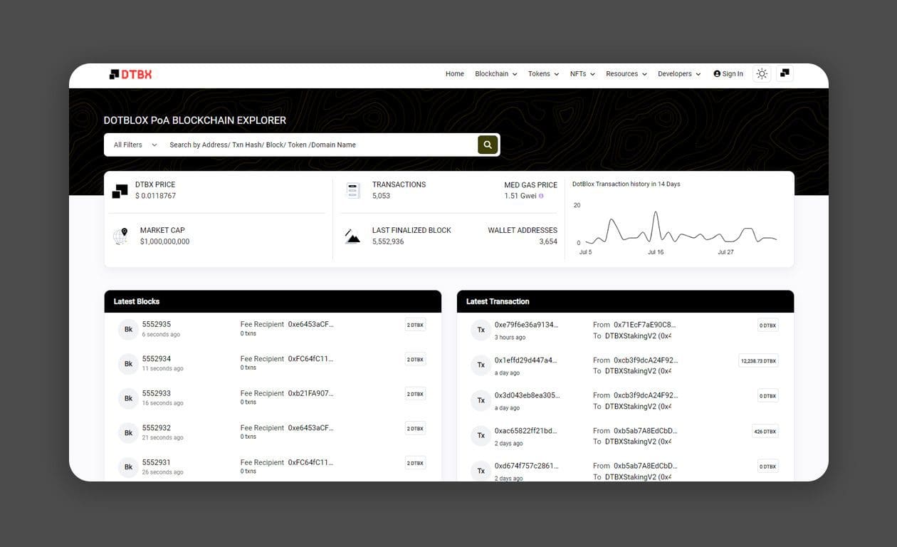 DOTBLOX &#8211; Layer 1 Explorer for Advanced Blockchain Analytics