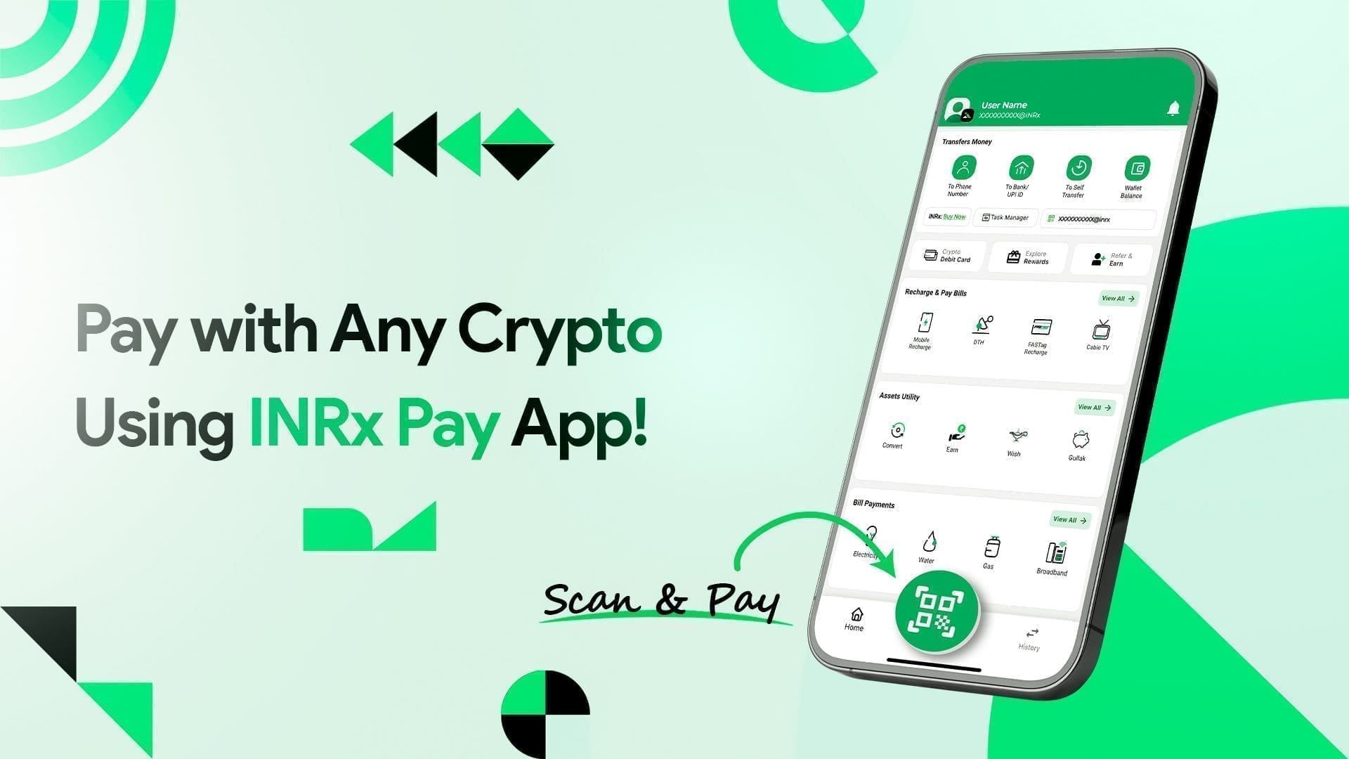 Pay with Any Crypto Using INRx Pay App