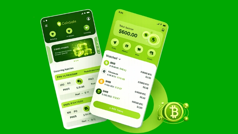 3D illustration of a crypto wallet interface representing Trust Wallet listing benefits with green theme and multi-token visibility