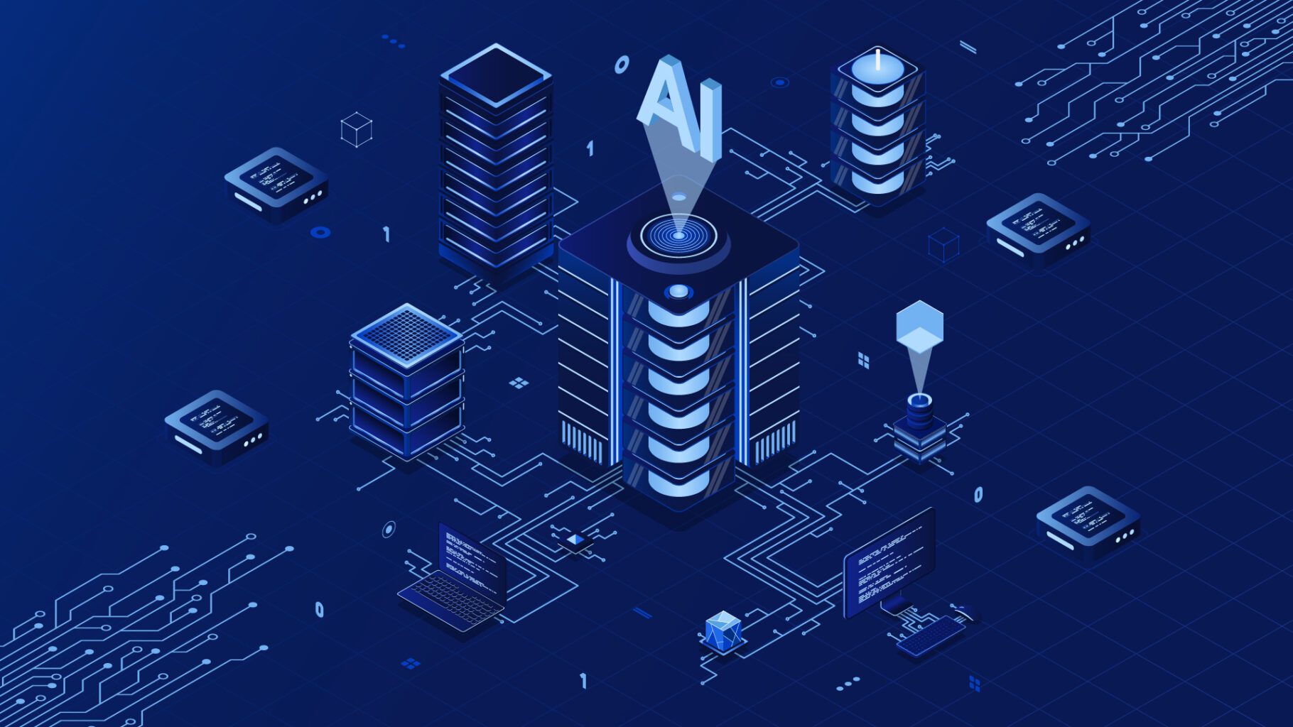 Artificial Intelligence and Blockchain,blockchain — overview illustration for enterprise teams