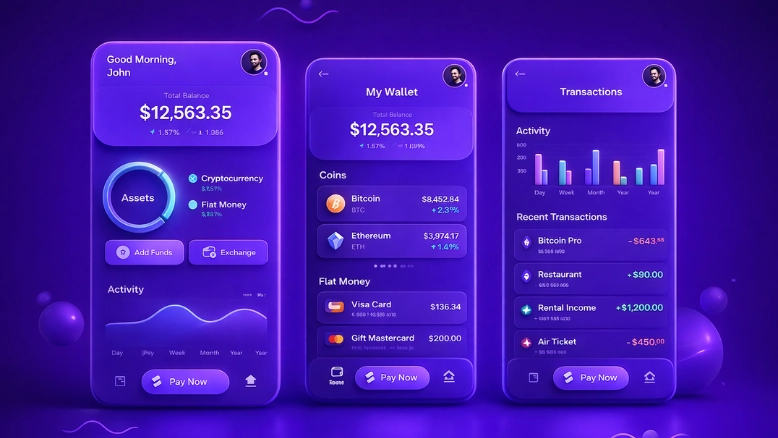 Multi-currency wallet interface showing secure management of multiple cryptocurrencies