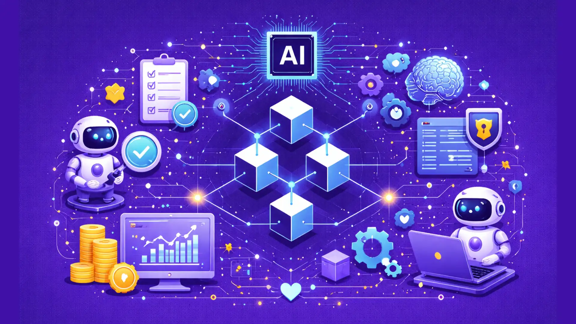 AI,Blockchain — overview illustration for AI Testing Tools Revolutionizing Blockchain App