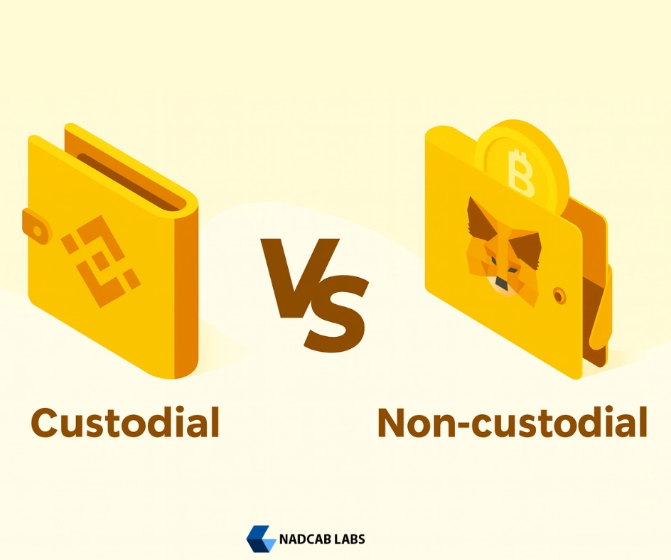 Comparison chart of custodial vs non-custodial crypto wallets for beginners