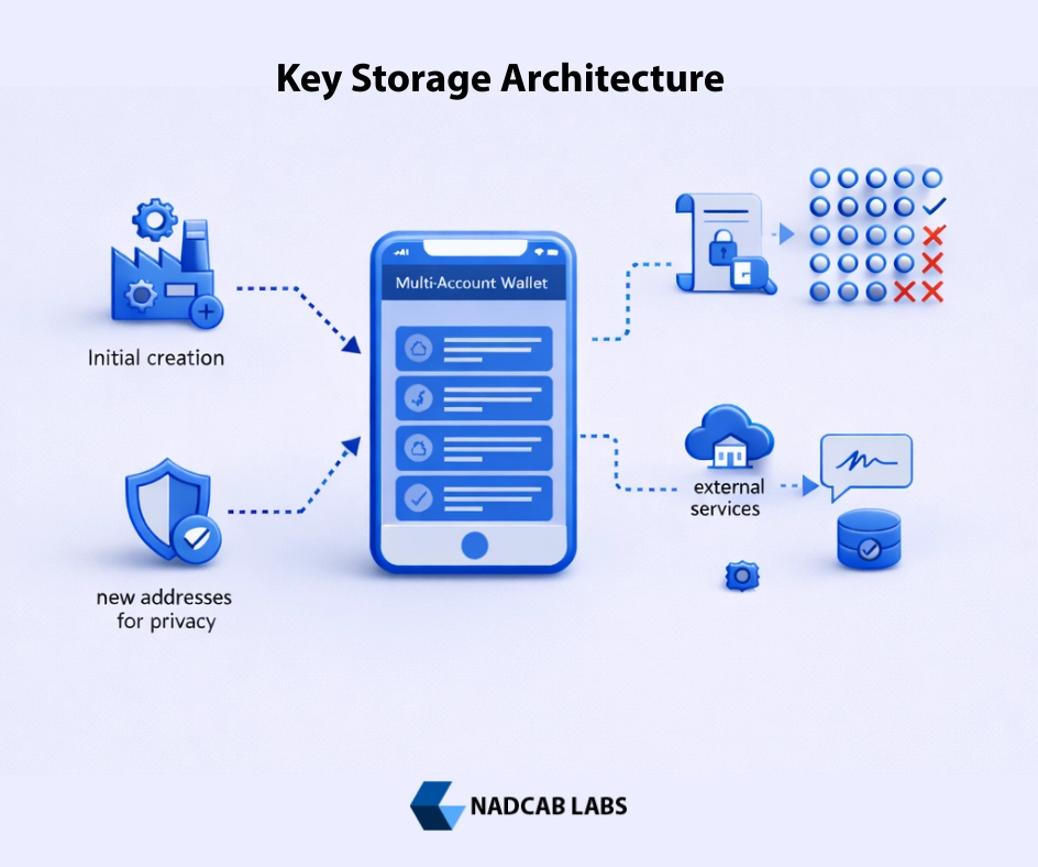 Secure key storage architecture for Web3 Wallet Address protection and encryption