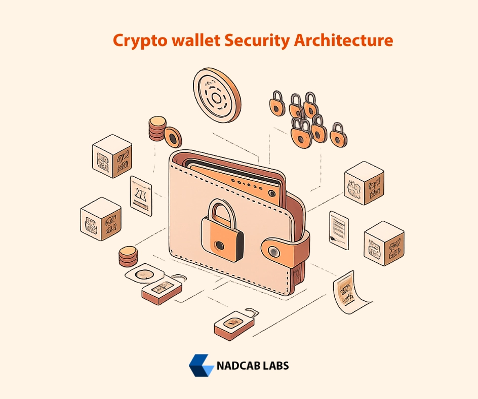Cryptocurrency Wallet Architecture security layer highlighting threat mitigation, key protection, and secure transaction signing