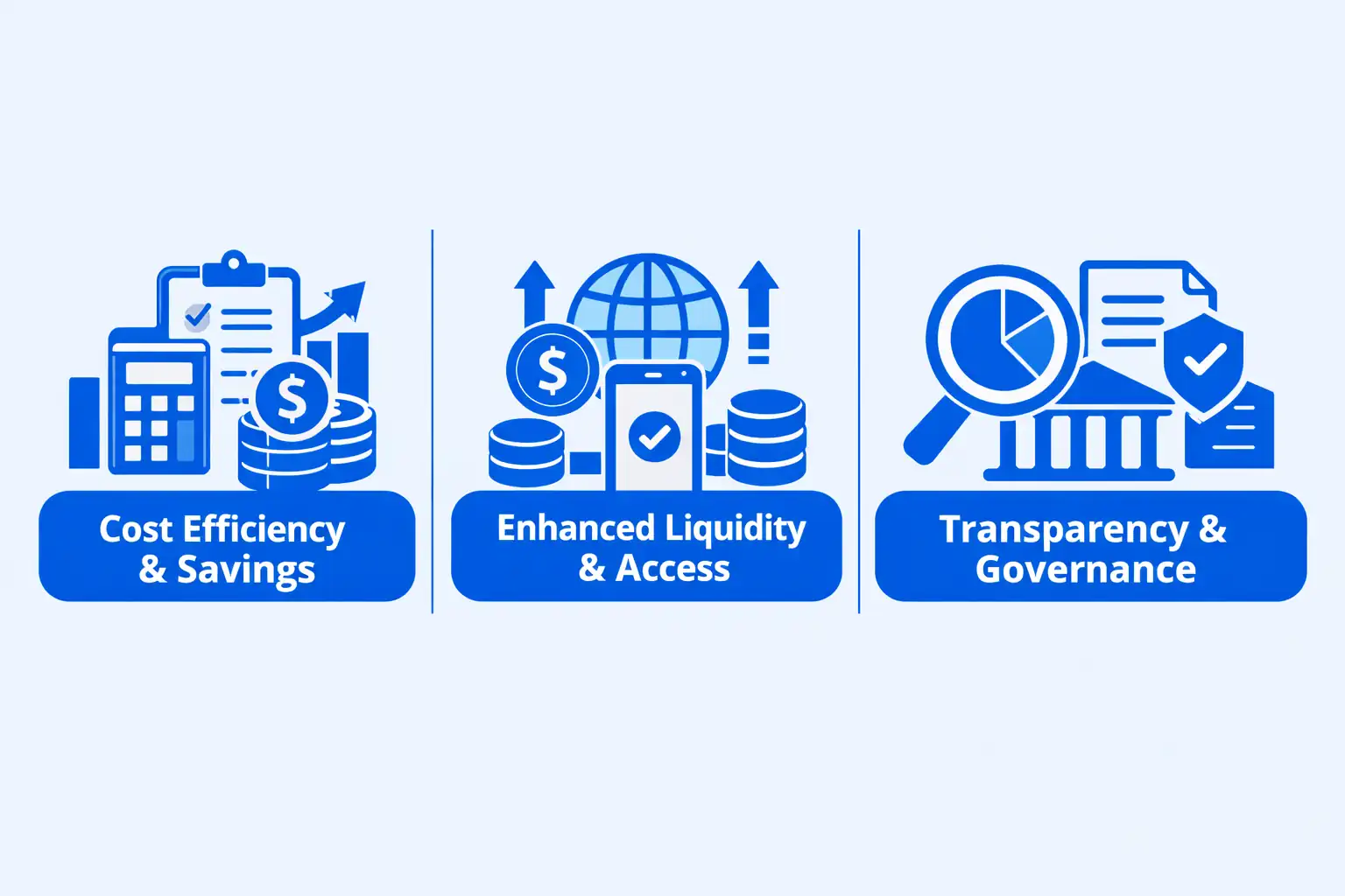 Comparison table displaying tokenized real estate use cases benefits versus traditional REIT structures highlighting cost savings and settlement improvements