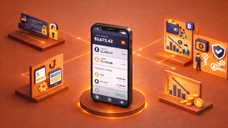 Illustration showing major crypto wallet hacks, digital asset theft risks, and blockchain security failures impacting cryptocurrency users