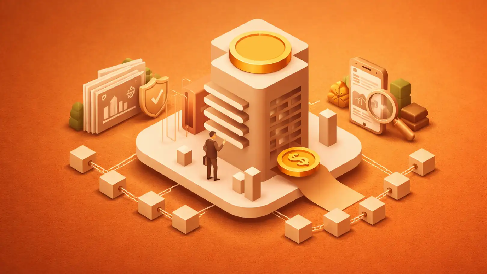 Real Estate Tokenization Models showing blockchain based property ownership and digital asset structure