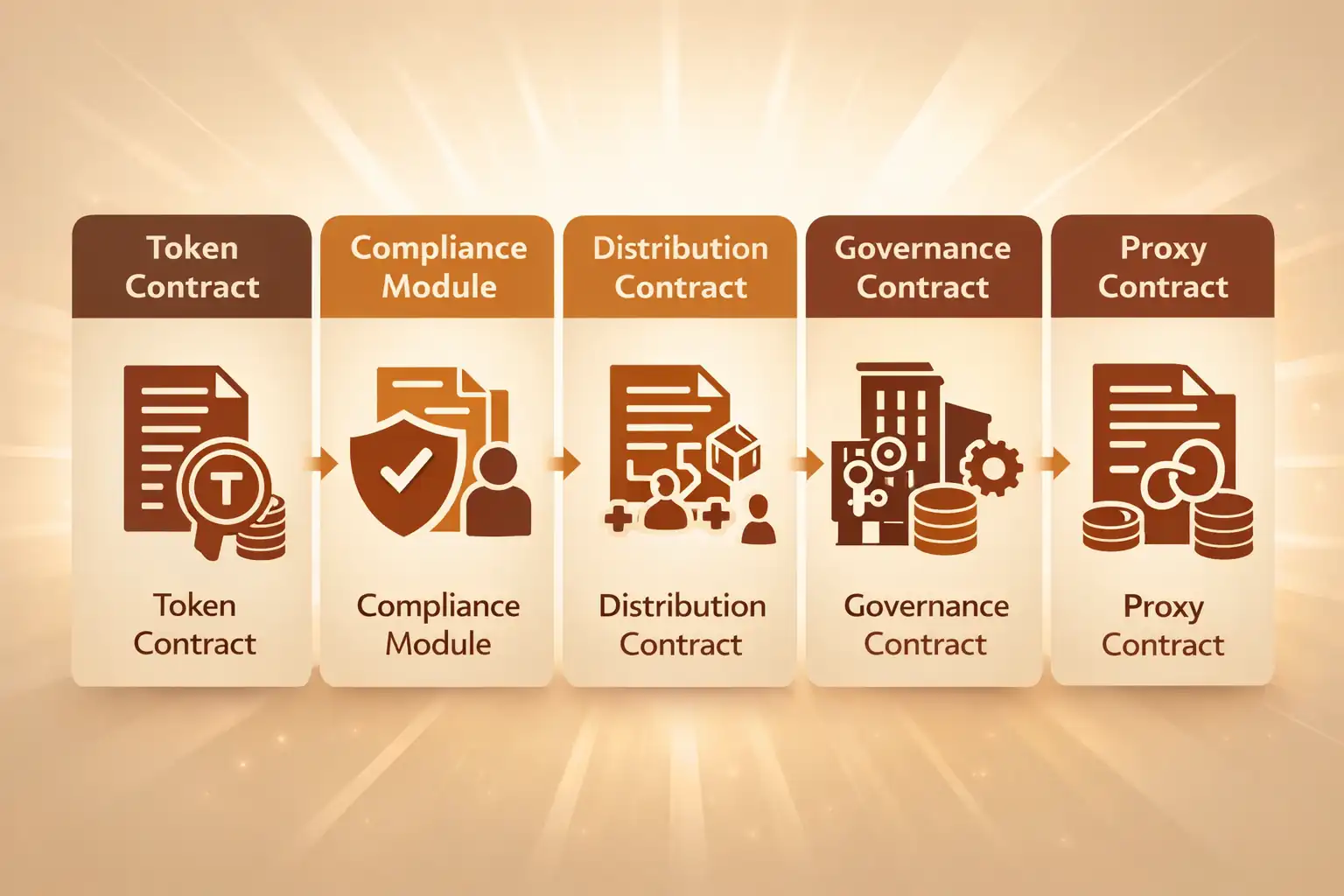 Security audit process visualization displaying smart contract testing phases and vulnerability assessment within tokenized real estate platform timeline framework