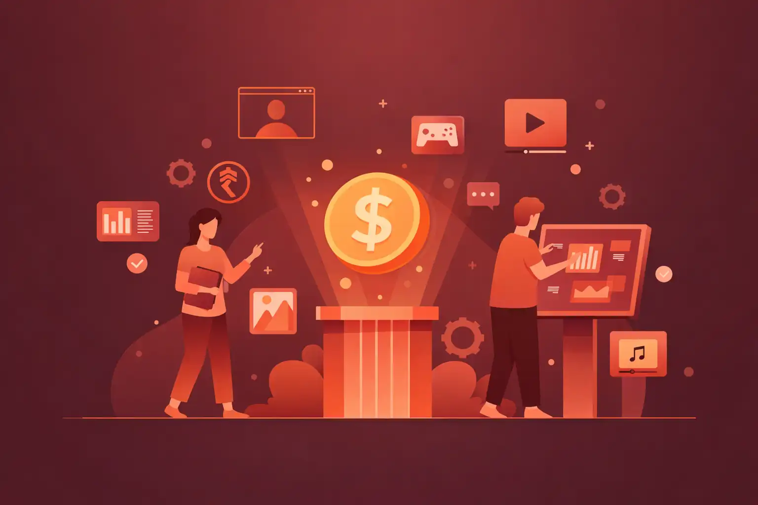 Tokenization cost factors lifecycle roadmap showing seven implementation stages from planning through scaling with proportional cost elements in rust color scheme