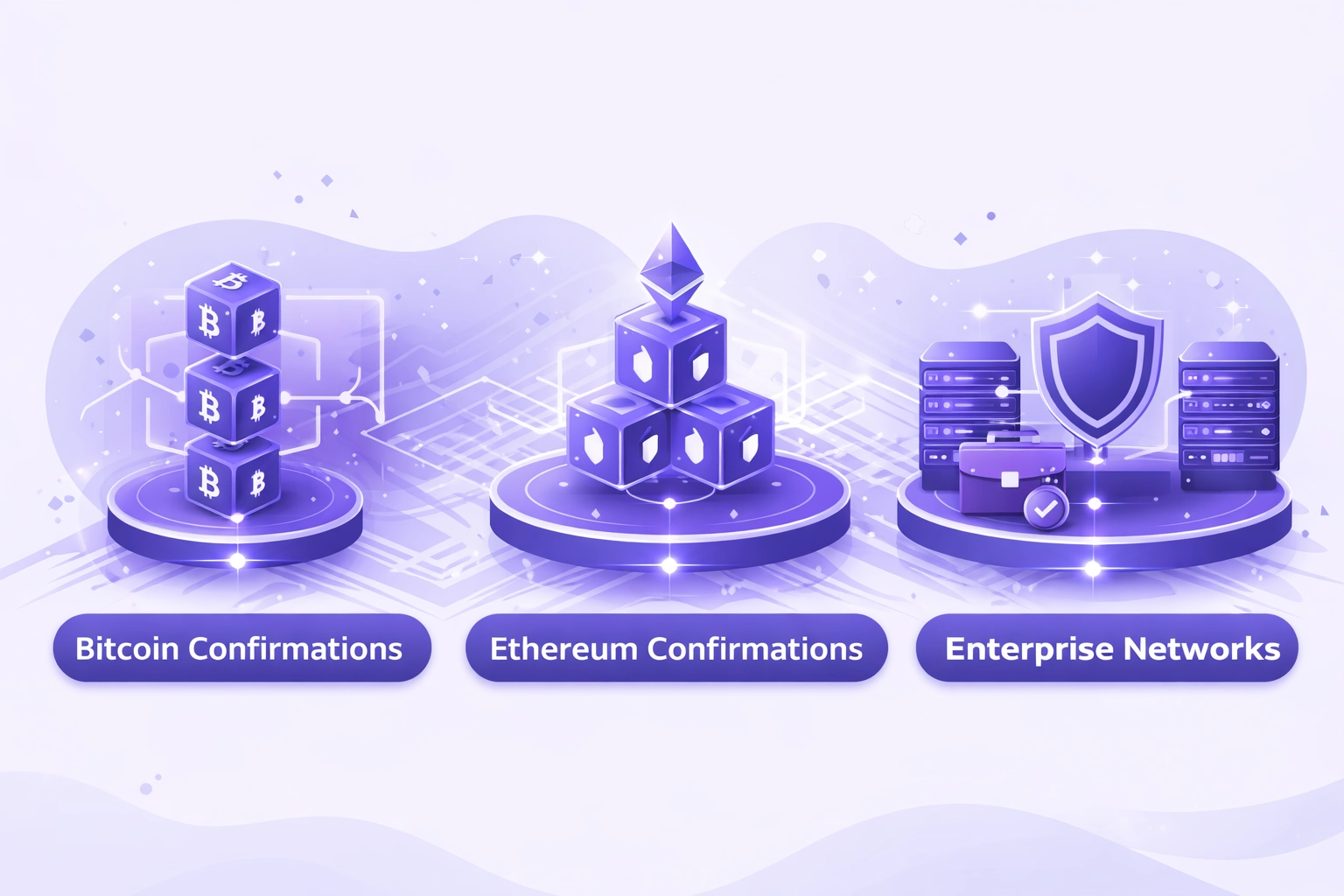 Transaction confirmation tracking across Bitcoin Ethereum and enterprise networks using blockchain block height verification