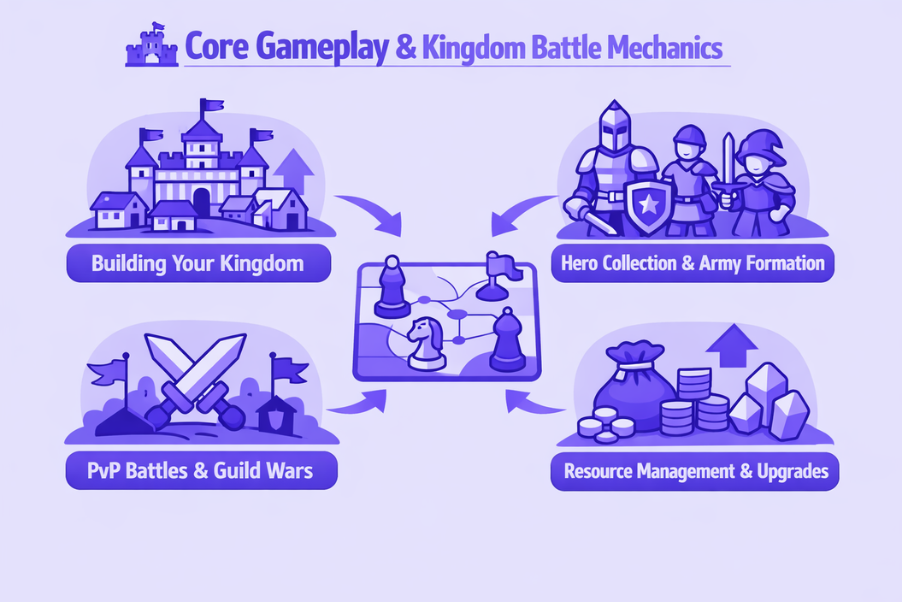 Core Gameplay and Kingdom Battle Mechanics