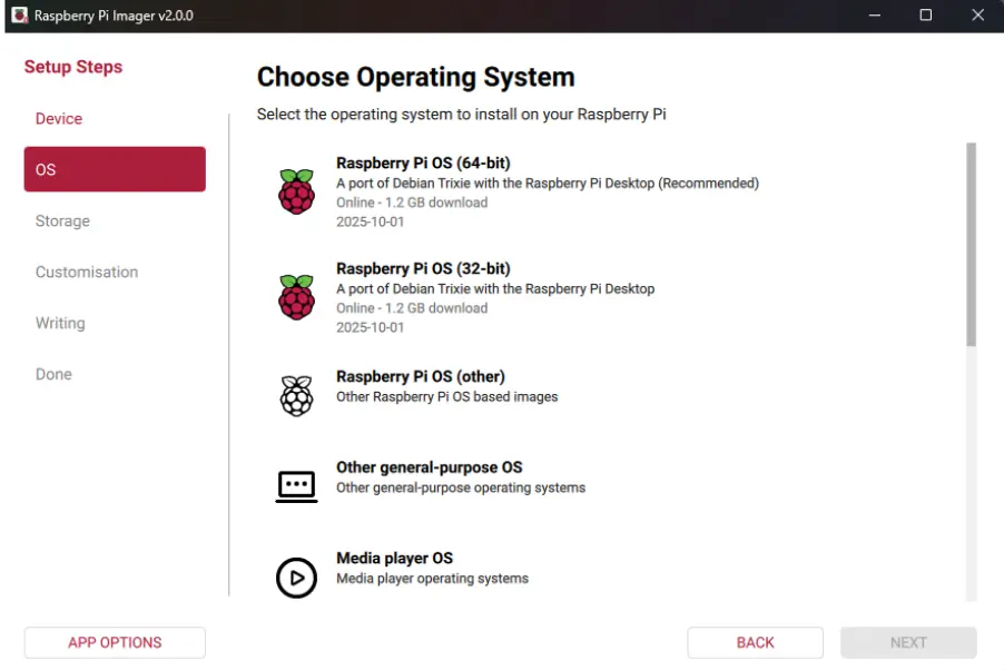 Choose Raspberry Pi OS 