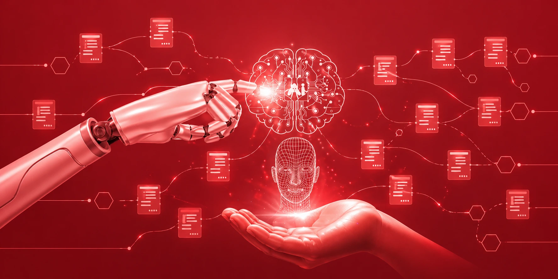 AI technology concept showing machine learning and generative AI tech stack workflow