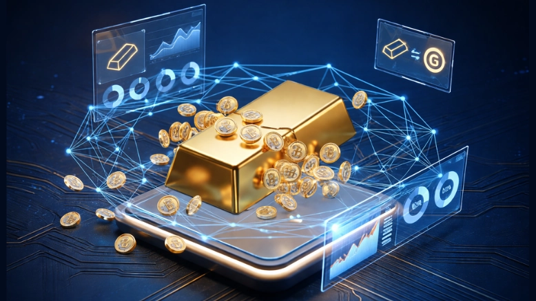 Gold tokenization market cap growth chart showing global tokenized gold market size from 2020 to 2026 in billions USD