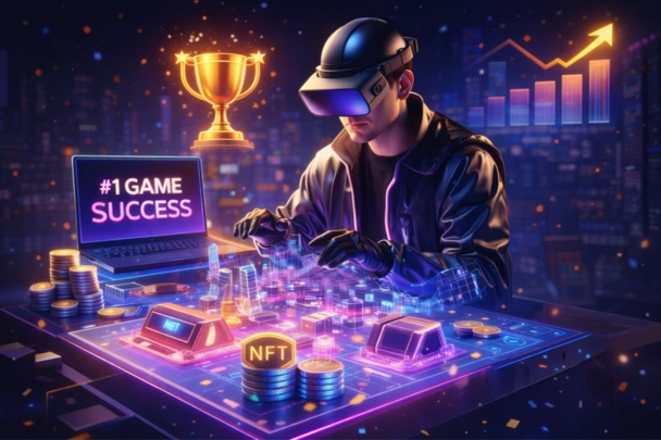 NFT Game Development — labelled architecture diagram with workflow steps