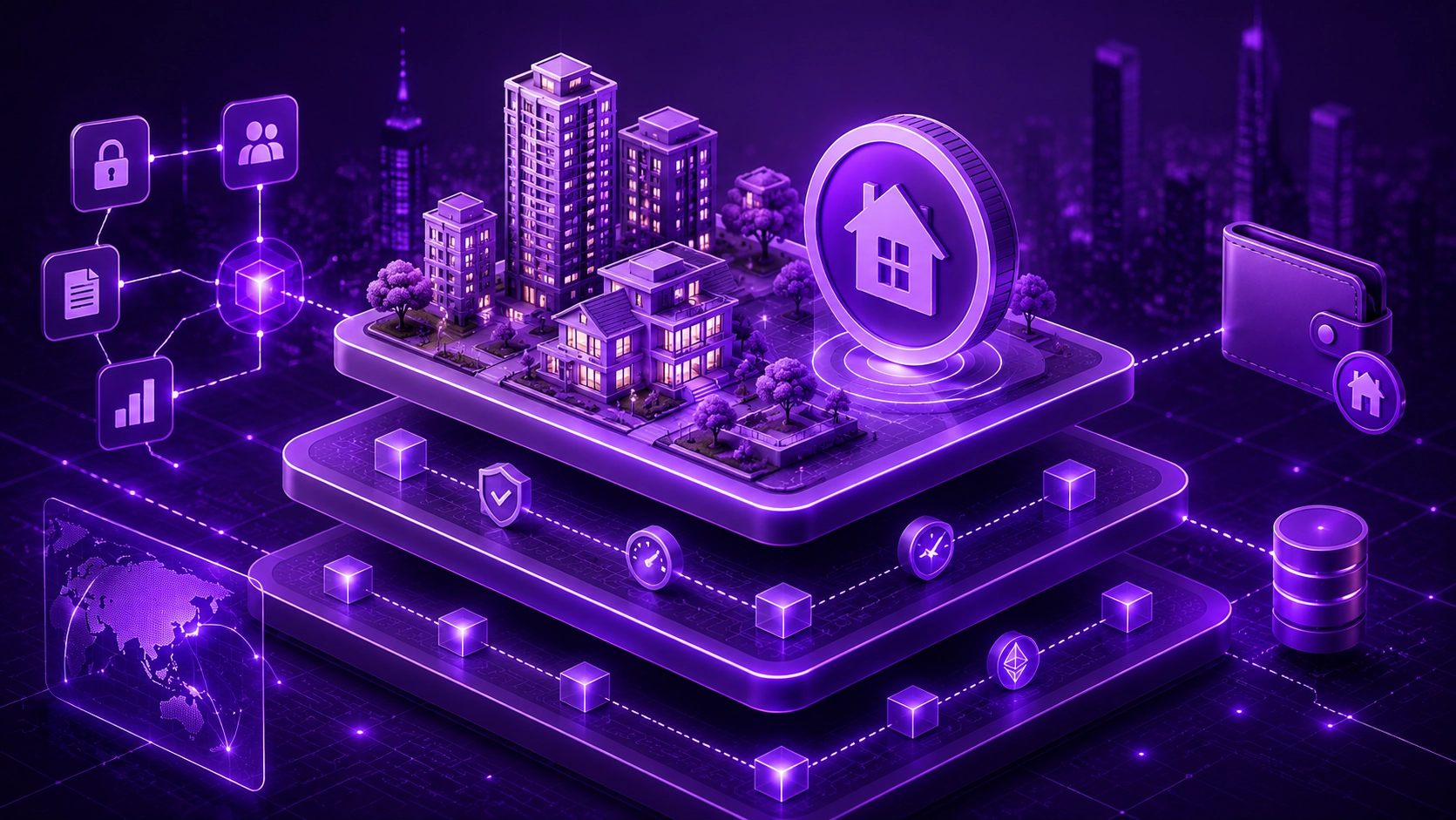 Layer 2 architecture for real estate tokenization showing how rollup solutions reduce gas fees and increase property token transaction speed