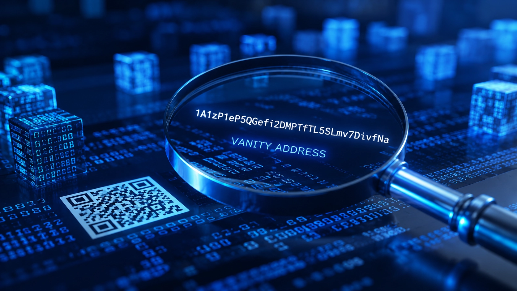 What is a vanity address in blockchain showing a custom Bitcoin wallet address starting with a readable word or name