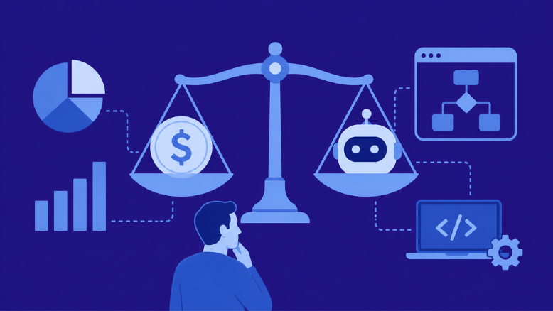 AI chatbot cost shaping development and execution decisions in simple visual.