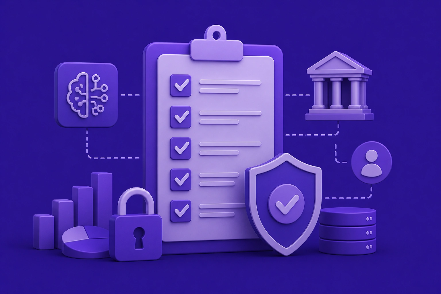 Checklist illustrating generative AI compliance steps for startups and growing businesses