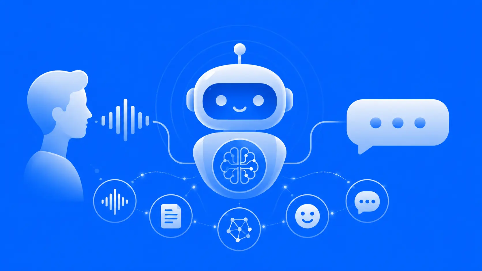 AI chatbots using NLP to understand voice, text, and human conversations in a smart interface.