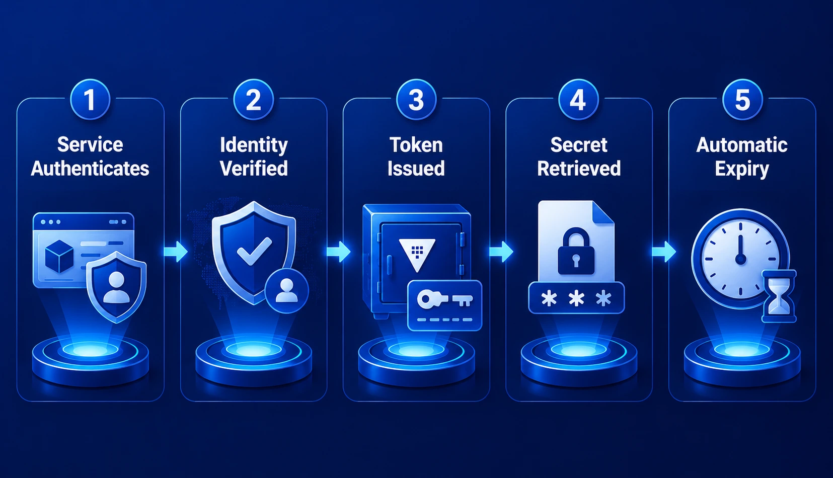 HashiCorp Vault authentication workflow infographic for secure financial software systems integration
