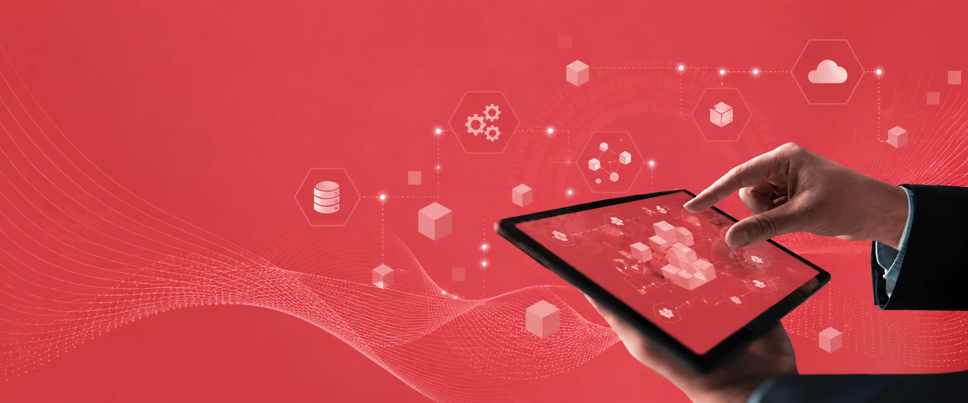 showing a digital business interface with connected cloud and application elements, representing evolving microservices market trends shaping modern business applications in 2026.