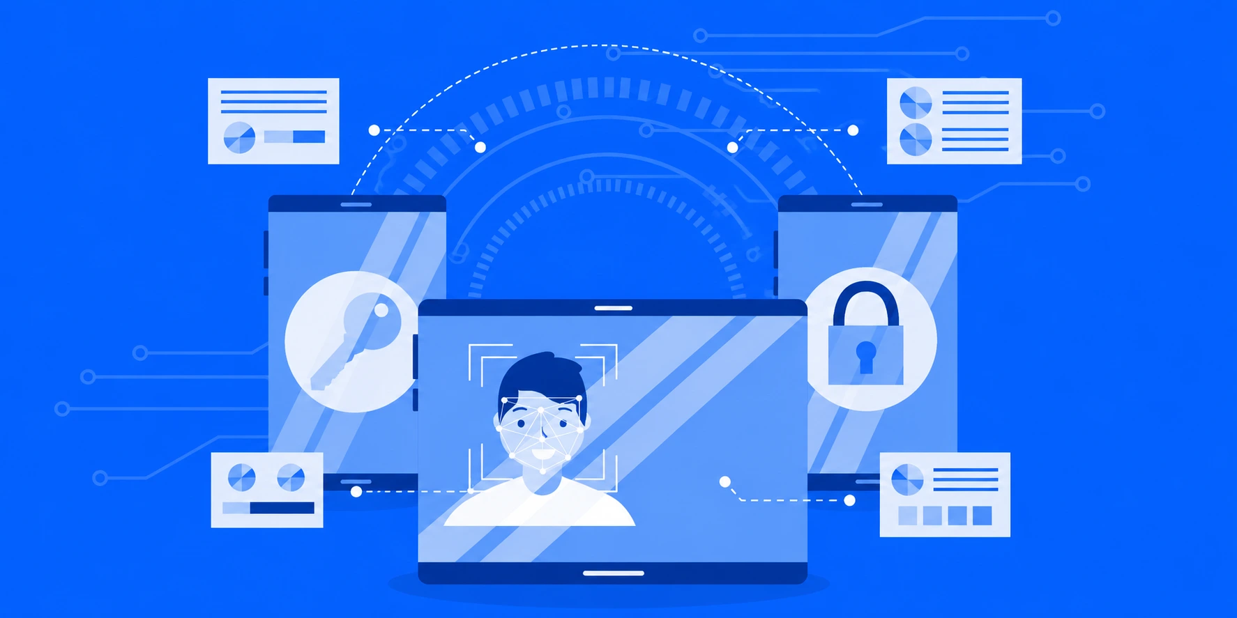 Secure authentication and access control in microservices architecture with biometric verification, encrypted APIs, and cloud-based security systems.