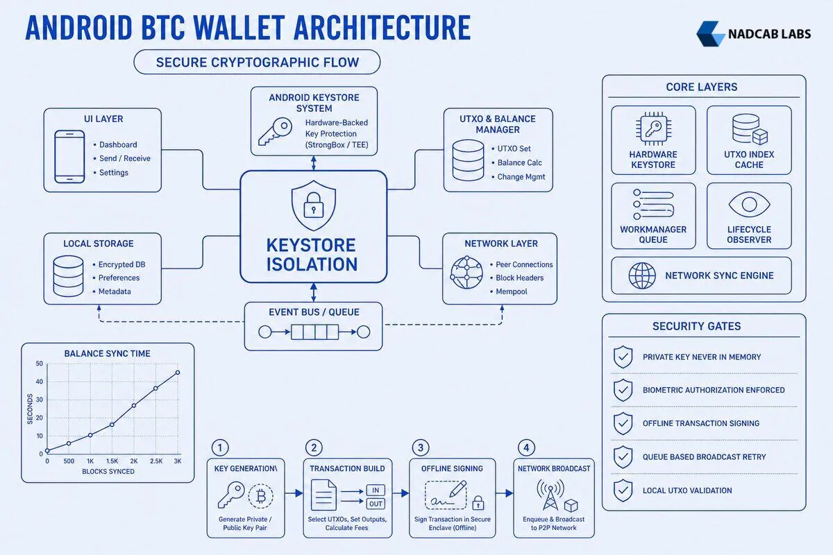 Android Blockchain Wallet Integration Building Secure — technical process flow chart