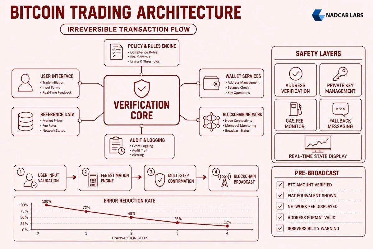 Bitcoin Trading Interface Design Core Principles — labelled architecture diagram