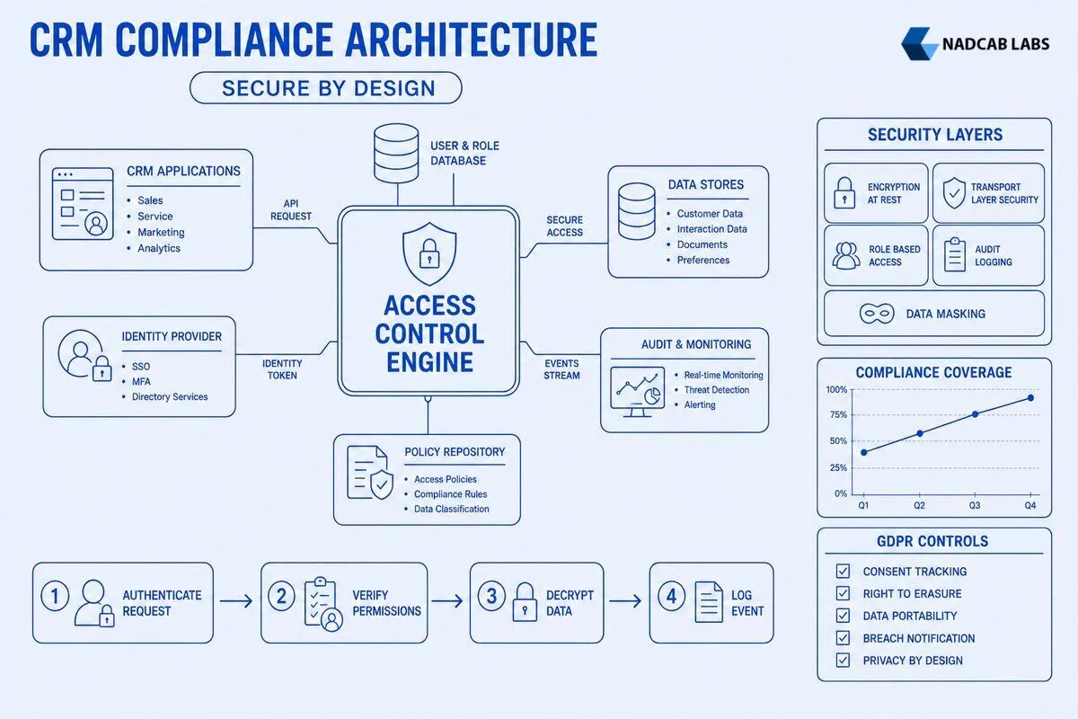 Crm Data Security Compliance Phased Implementation — technical process flow chart