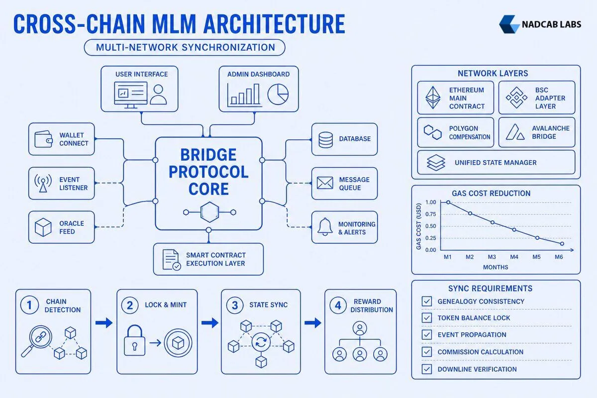 Cross Chain Mlm Smart Contract Architecture — labelled architecture diagram