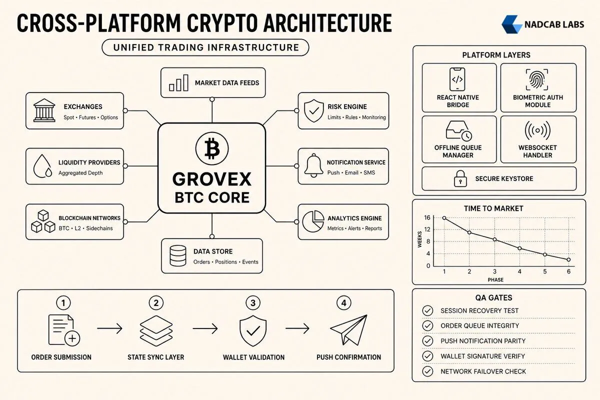 Cross Platform Bitcoin Trading Apps Grove — labelled architecture diagram