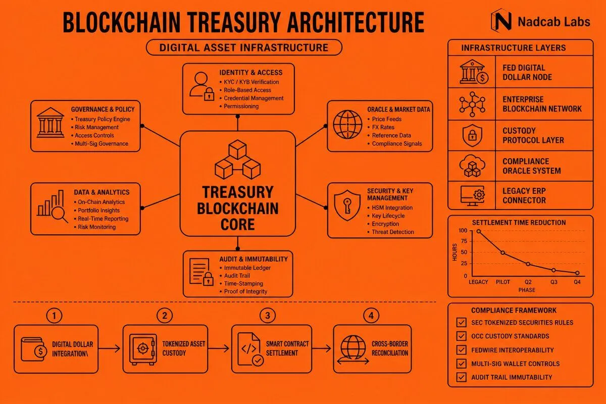 Fortune 500 Cfos Accelerate Blockchain Treasury — labelled architecture diagram