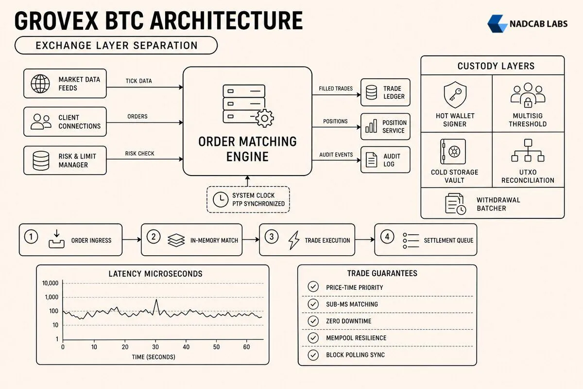 Grovex Btc Architecture Bitcoin Trading Exchanges — labelled architecture diagram