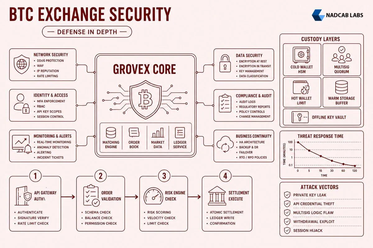 Grovex Btc Security Architecture Protecting Exc — labelled architecture diagram