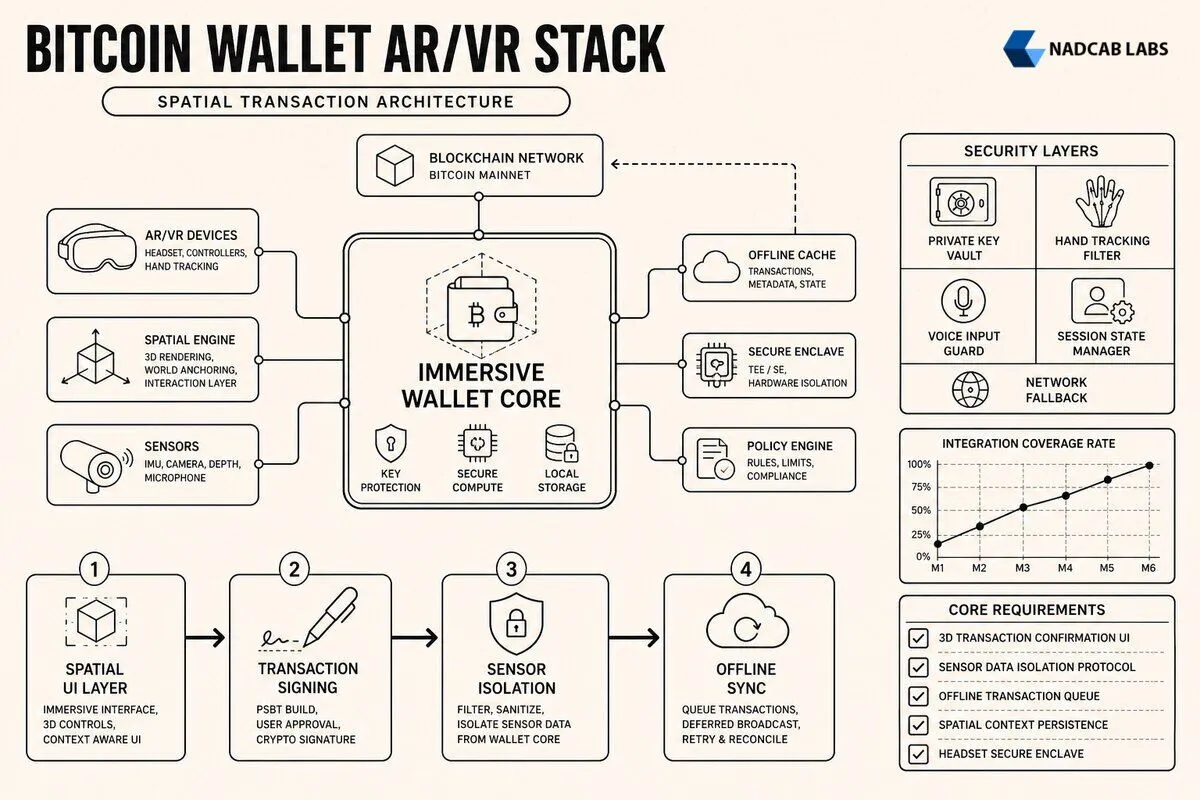 Bitcoin Wallets Integrate Technical Architecture Practical — labelled architecture diagram
