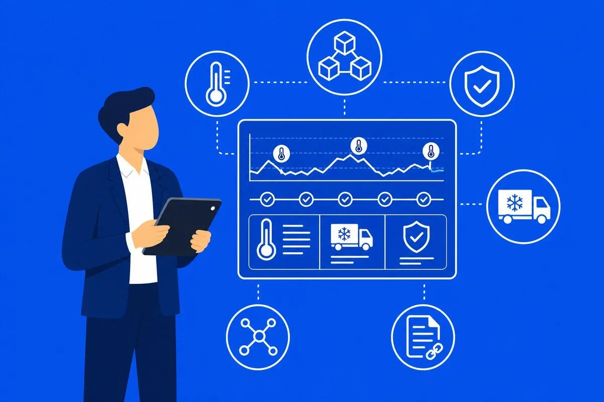 Blockchain Ensures Cold Chain Compliance Architecture — overview illustration
