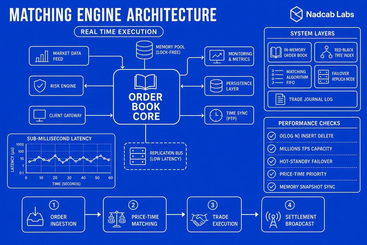 Design High Performance Order Matching Engine — technical process flow chart