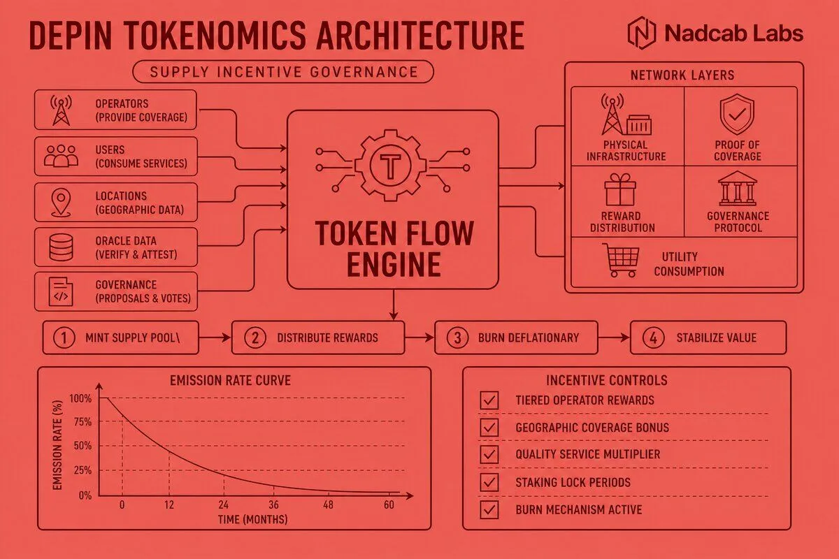 Design Depin Tokenomics Supply Models Incentive — labelled architecture diagram