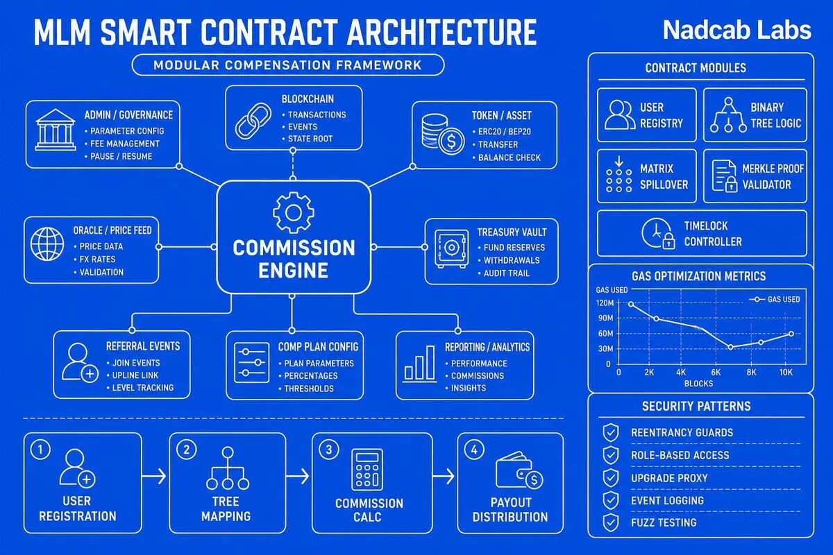 Smart contract modules for MLM compensation — Nadcab Labs