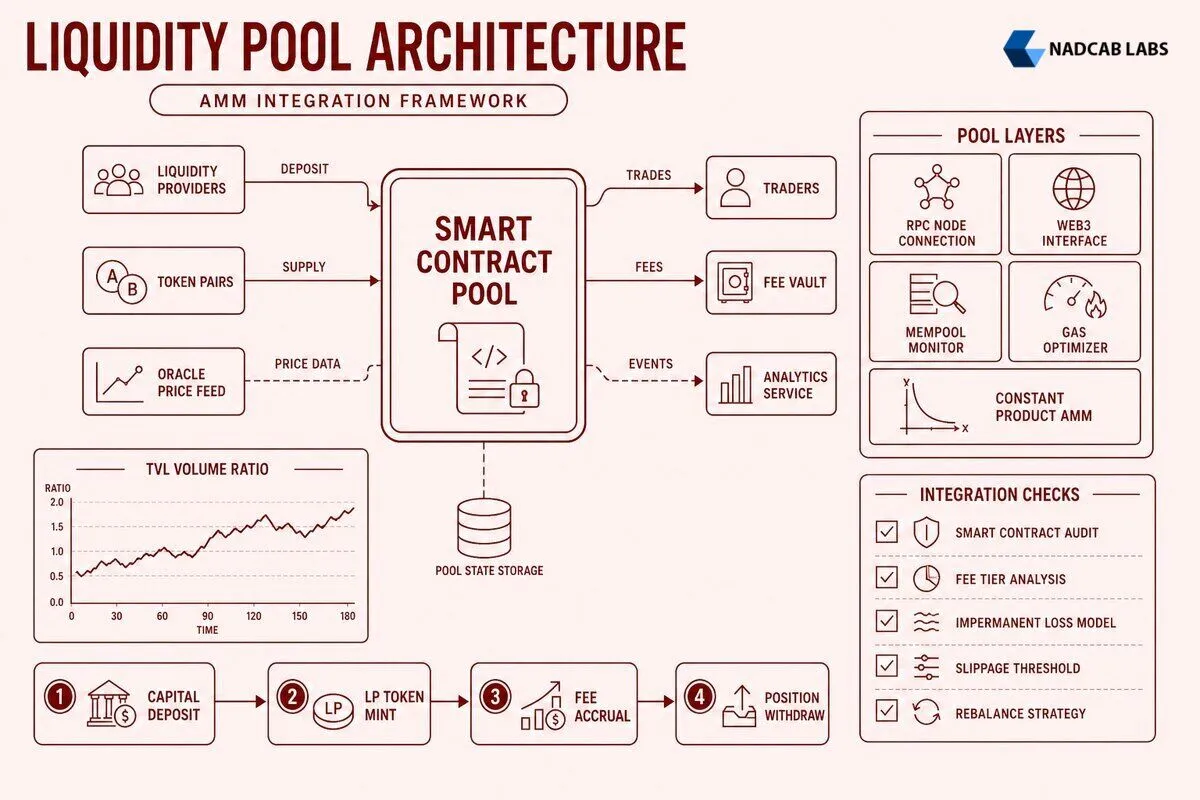 Liquidity Pool Integration Market Makers Technical β labelled architecture diagram