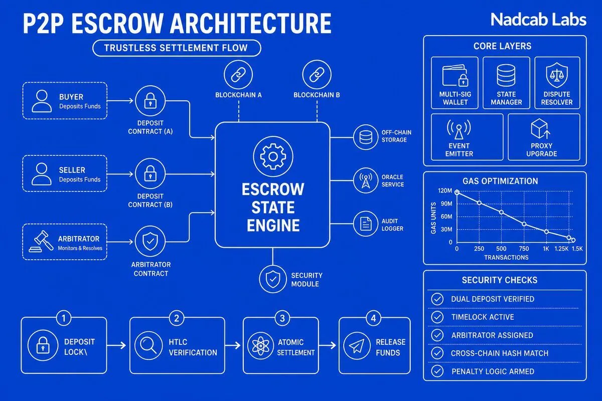P2P exchange escrow smart contract architecture — Nadcab Labs