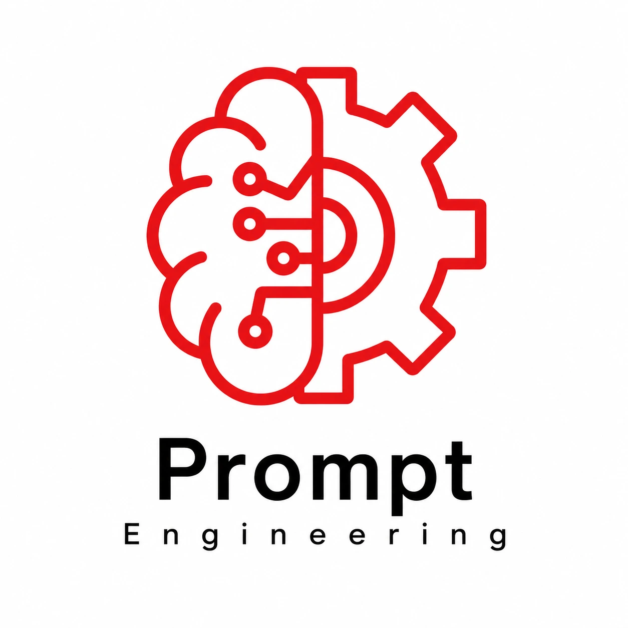 Prompt Engineering logo featuring a brain and gear icon with the text 'Prompt Engineering' on a white background